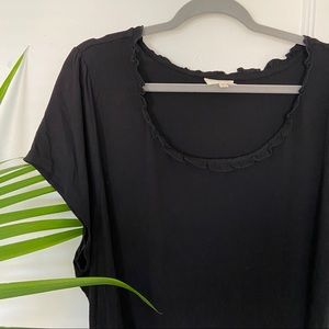 NWOT ModCloth Ruffle Neck Black Top